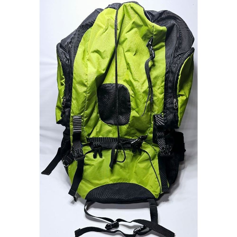 PORTAGE Travel Gear XL Hiking Backpack 24"Hx16"W w/Extra Zipper Pouch Grn/Blk